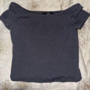 Vibe Gray Fitted Off-Shoulder Crop Top